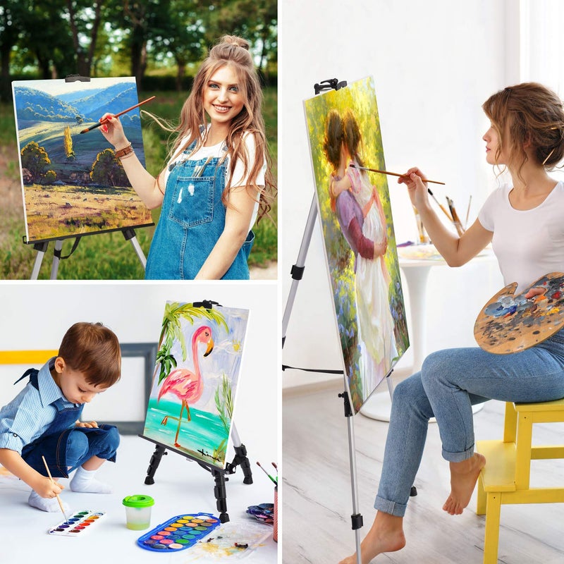 T-Sign Portable Artist Easel Stand - Adjustable Height Painting Easel with Bag - Table Top Art Drawing Easels for Painting Canvas, Wedding Signs & Tabletop Easels for Display - Metal Tripod - 17x66 inches - Image 2